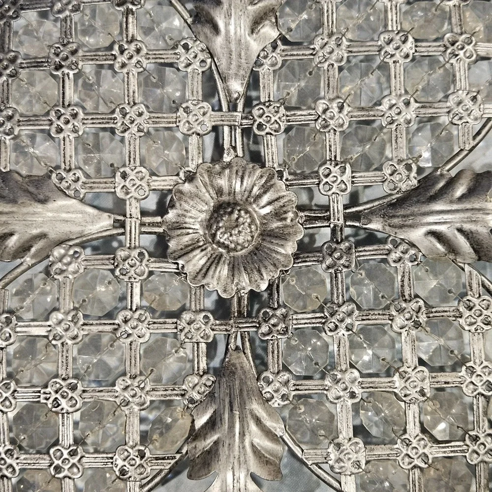 Distressed Silver Metal Wall Decor‎ Scroll Floral Farmhouse Wall Hanging 14